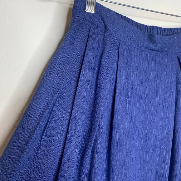 Vintage Blue Skirt Top Matching Set Vintage Rayon Flax Small - Picture 12 of 12